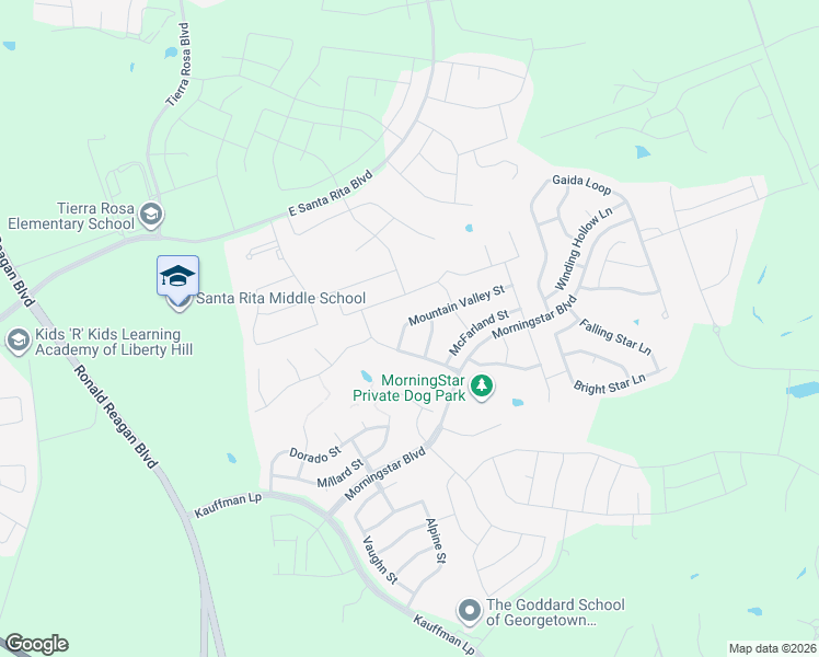 map of restaurants, bars, coffee shops, grocery stores, and more near 340 Mountain Valley Street in Georgetown