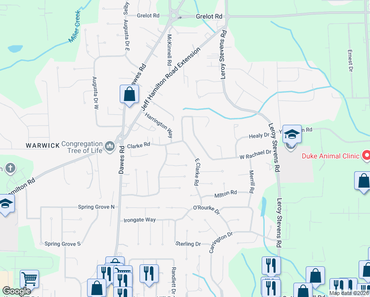 map of restaurants, bars, coffee shops, grocery stores, and more near 1925 East Clarke Road in Mobile