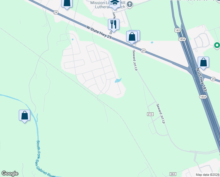 map of restaurants, bars, coffee shops, grocery stores, and more near 133 Presidential Path in Liberty Hill