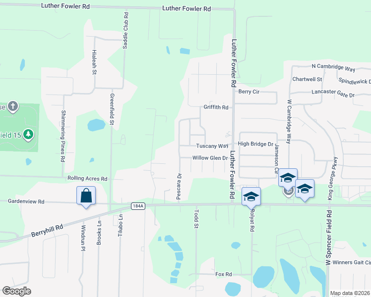 map of restaurants, bars, coffee shops, grocery stores, and more near 3920 Willow Glen Drive in Milton