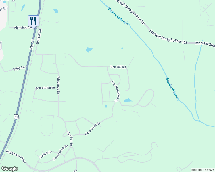 map of restaurants, bars, coffee shops, grocery stores, and more near Shade Tree Drive in Carriere