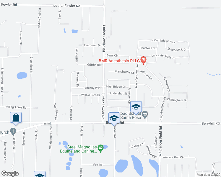 map of restaurants, bars, coffee shops, grocery stores, and more near 3929 High Bridge Drive in Pace
