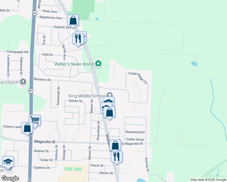 map of restaurants, bars, coffee shops, grocery stores, and more near 6635 Ridge Crest Drive in Milton