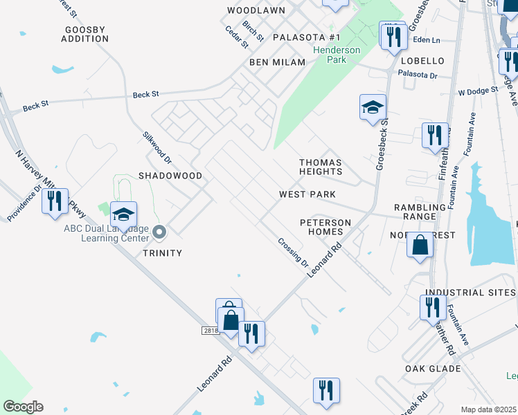 map of restaurants, bars, coffee shops, grocery stores, and more near 1012 Bittle Lane in Bryan