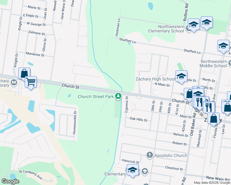 Church Street, Zachary LA Walk Score