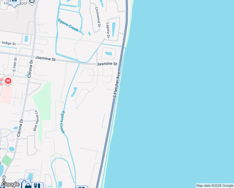 map of restaurants, bars, coffee shops, grocery stores, and more near 1088 South Fletcher Avenue in Fernandina Beach