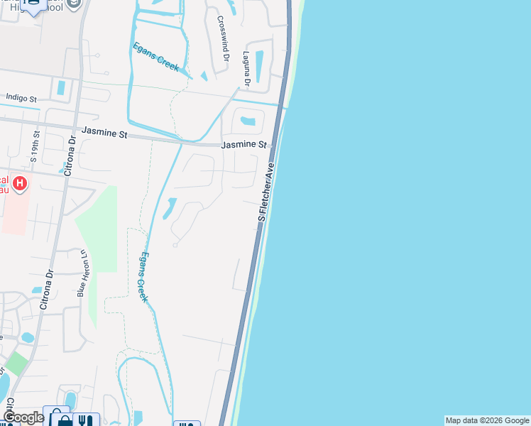 map of restaurants, bars, coffee shops, grocery stores, and more near 1088 South Fletcher Avenue in Fernandina Beach