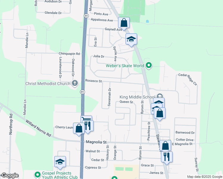 map of restaurants, bars, coffee shops, grocery stores, and more near 5916 Savannah Drive in Milton
