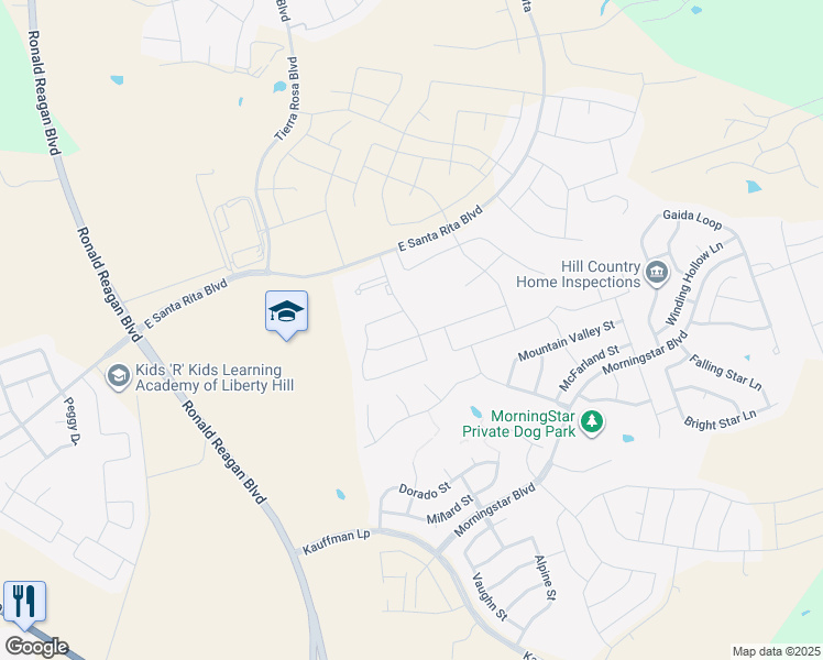 map of restaurants, bars, coffee shops, grocery stores, and more near 727-1725 Cross Creek Lane in Georgetown