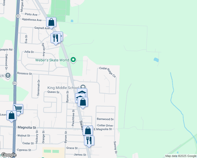 map of restaurants, bars, coffee shops, grocery stores, and more near 6946 Cedar Ridge Circle in Milton