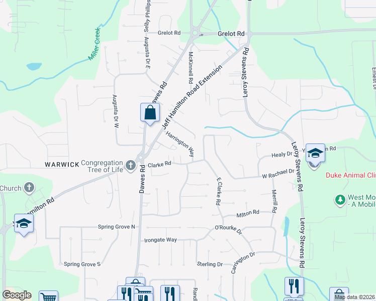 map of restaurants, bars, coffee shops, grocery stores, and more near 1854 Harrington Way in Mobile