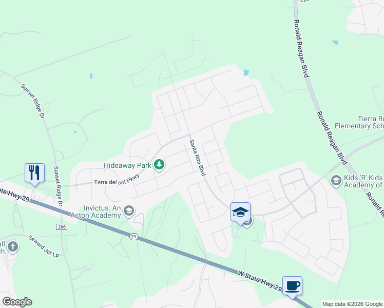 map of restaurants, bars, coffee shops, grocery stores, and more near 236 Calera Street in Georgetown