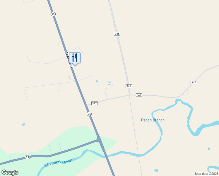 map of restaurants, bars, coffee shops, grocery stores, and more near 251 County Road 347 in Granger