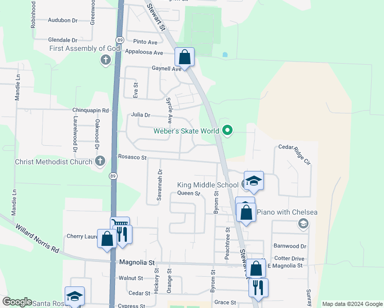 map of restaurants, bars, coffee shops, grocery stores, and more near 6465 Julia Drive in Milton
