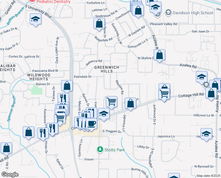 map of restaurants, bars, coffee shops, grocery stores, and more near 698 Halifax Drive in Mobile