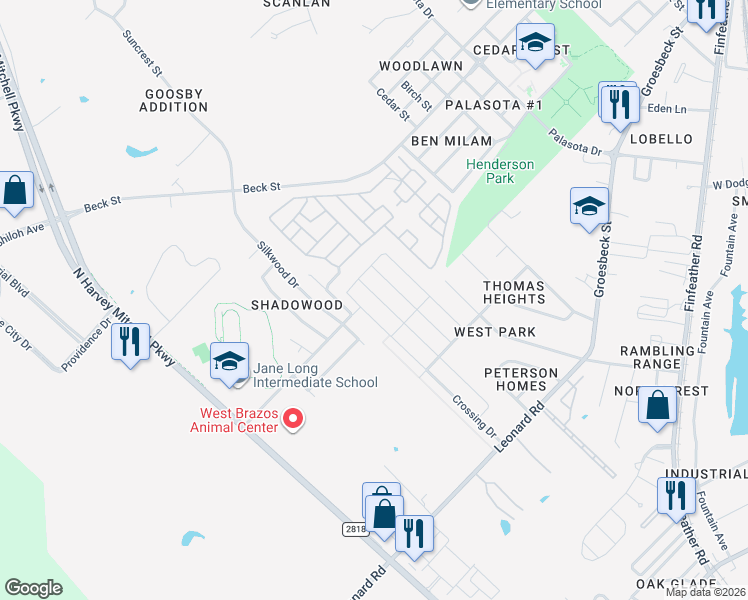 map of restaurants, bars, coffee shops, grocery stores, and more near 971 Marquis Drive in Bryan