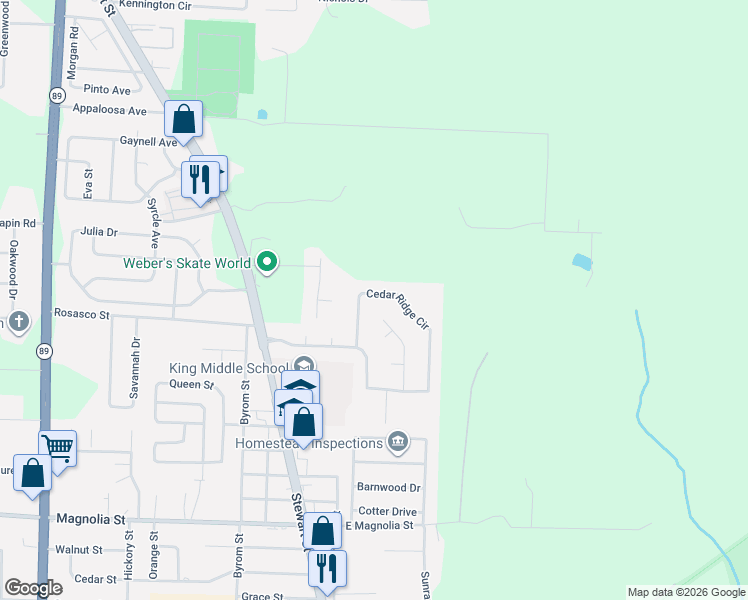 map of restaurants, bars, coffee shops, grocery stores, and more near 6896 Cedar Ridge Circle in Milton