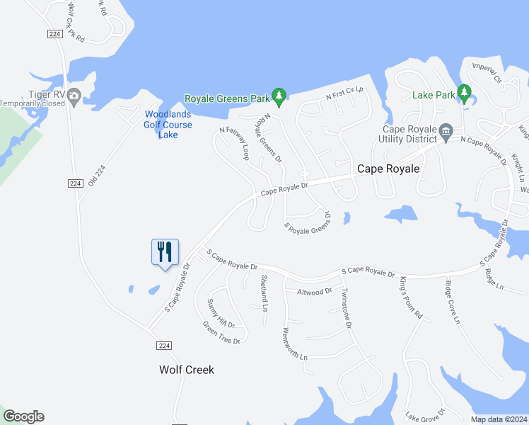 map of restaurants, bars, coffee shops, grocery stores, and more near 75 South Fairway Loop in Coldspring