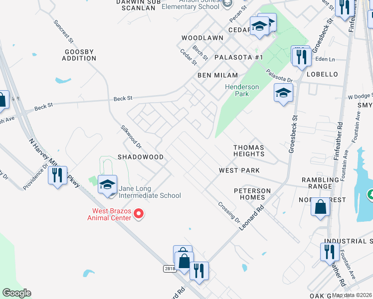 map of restaurants, bars, coffee shops, grocery stores, and more near 971 Marquis Drive in Bryan
