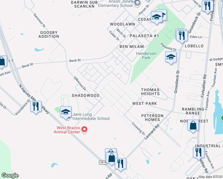 map of restaurants, bars, coffee shops, grocery stores, and more near 971 Marquis Drive in Bryan