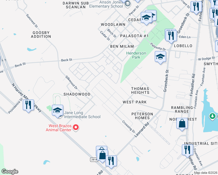 map of restaurants, bars, coffee shops, grocery stores, and more near 920 Clear Leaf Drive in Bryan