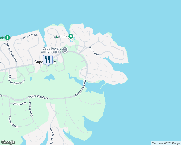 map of restaurants, bars, coffee shops, grocery stores, and more near 118 Harbour Lane in Coldspring