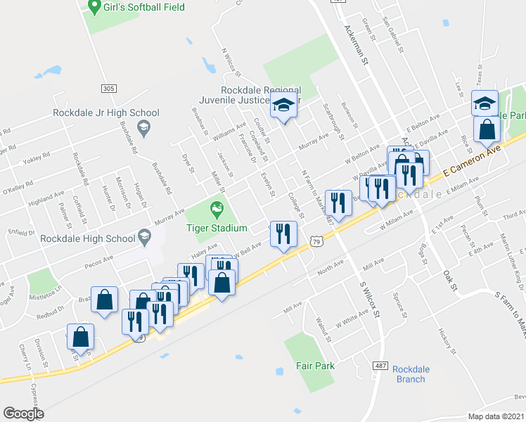 map of restaurants, bars, coffee shops, grocery stores, and more near 716 Maple Avenue in Rockdale