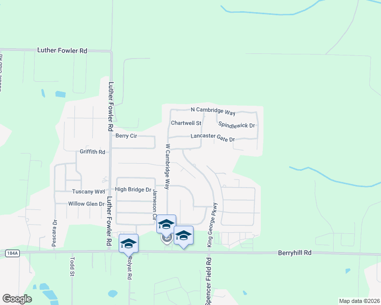 map of restaurants, bars, coffee shops, grocery stores, and more near 5964 King George Parkway in Pace