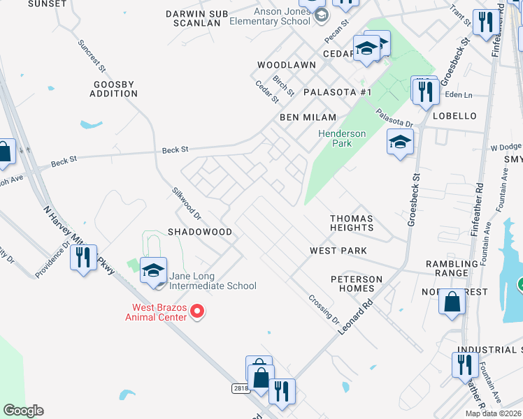 map of restaurants, bars, coffee shops, grocery stores, and more near 971 Marquis Drive in Bryan