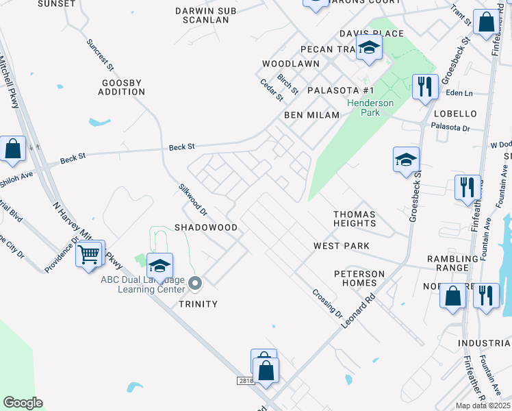map of restaurants, bars, coffee shops, grocery stores, and more near 975 Crossing Drive in Bryan
