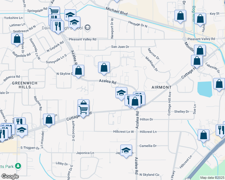 map of restaurants, bars, coffee shops, grocery stores, and more near 656 Azalea Road in Mobile