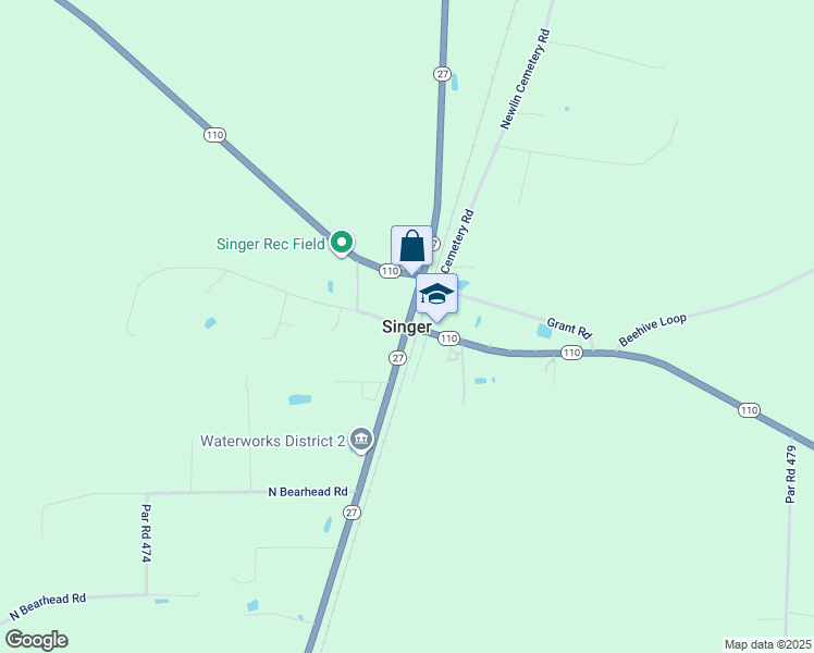 map of restaurants, bars, coffee shops, grocery stores, and more near in Singer