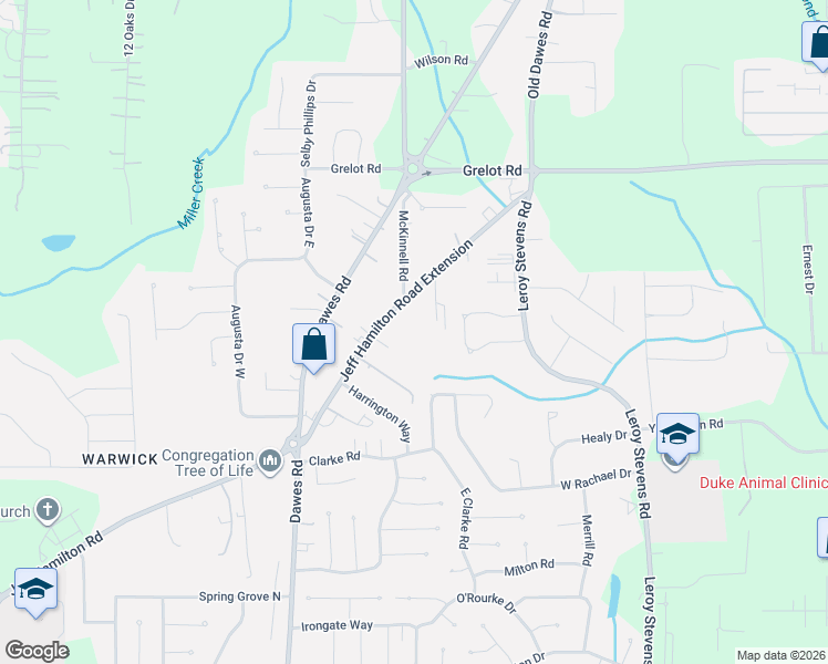 map of restaurants, bars, coffee shops, grocery stores, and more near 8479 Jeff Hamilton Road Extension in Mobile