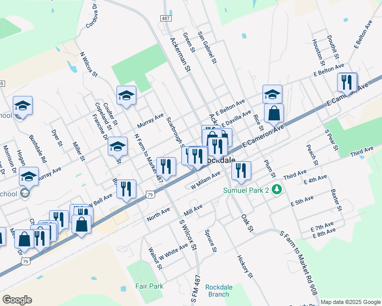 map of restaurants, bars, coffee shops, grocery stores, and more near 200-298 Scarbrough St in Rockdale