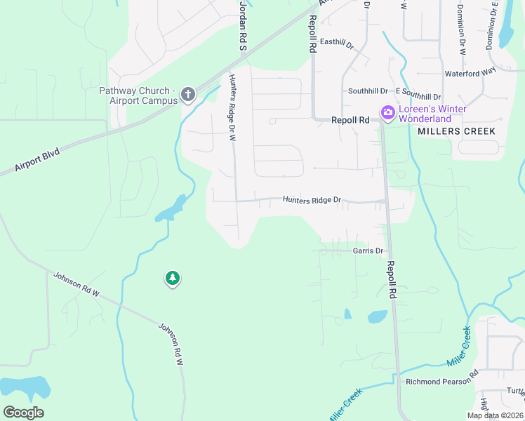 map of restaurants, bars, coffee shops, grocery stores, and more near 10461-10463 Hunters Ridge Dr in Mobile