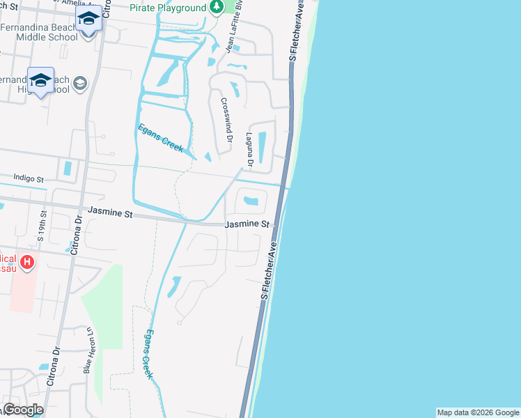 map of restaurants, bars, coffee shops, grocery stores, and more near 2815 Ocean Sound Drive in Fernandina Beach