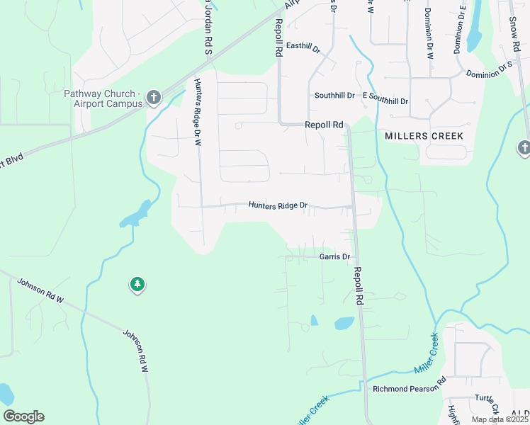 map of restaurants, bars, coffee shops, grocery stores, and more near 10461 Hunters Ridge Drive in Mobile
