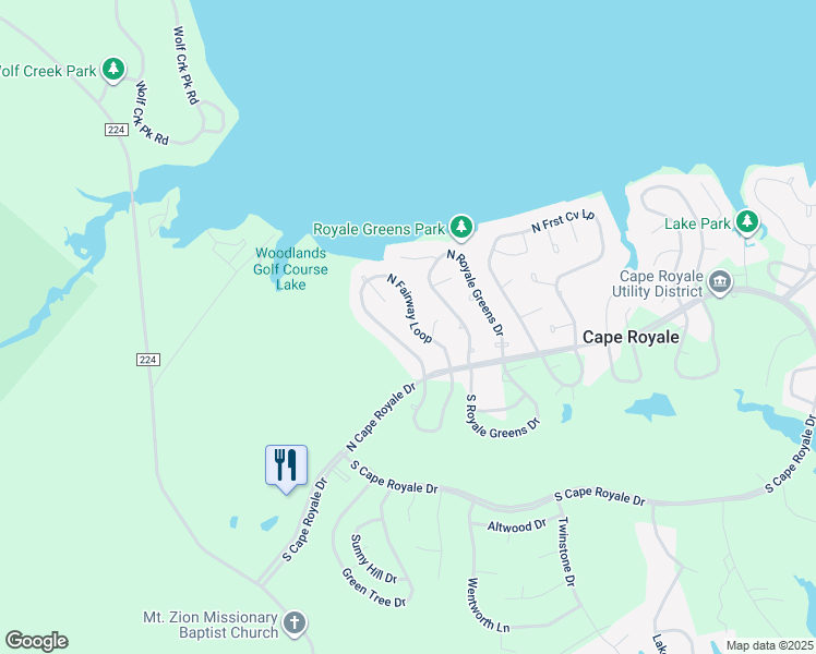 map of restaurants, bars, coffee shops, grocery stores, and more near 144 North Fairway Loop in Coldspring