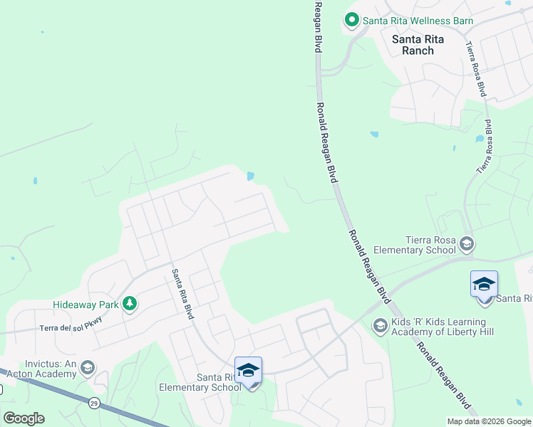 map of restaurants, bars, coffee shops, grocery stores, and more near 21155 West Highway 29 in Liberty Hill