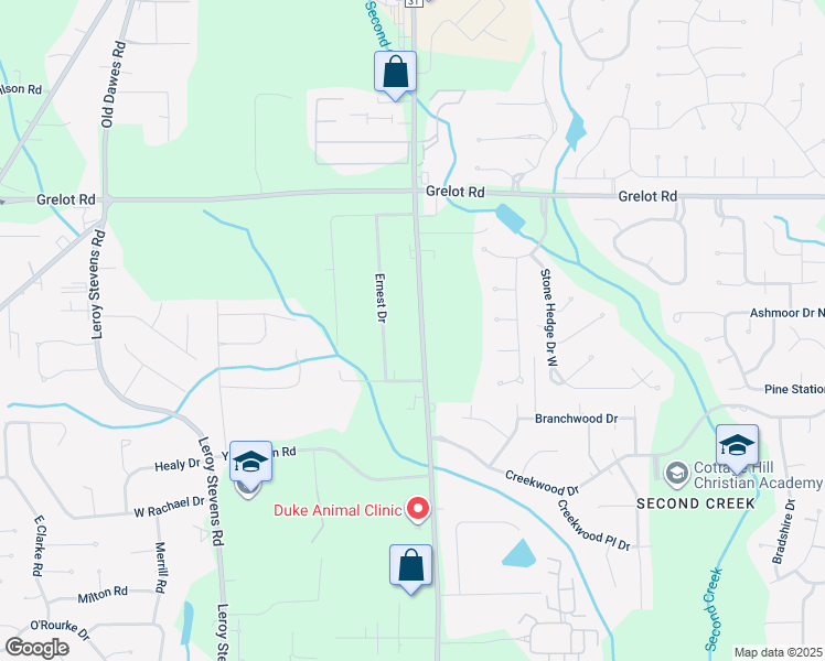map of restaurants, bars, coffee shops, grocery stores, and more near 1648 Schillinger Road South in Mobile