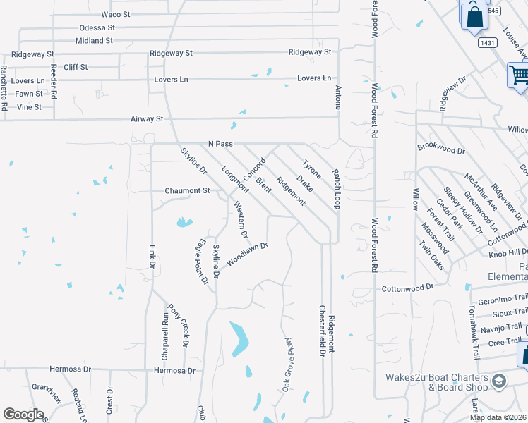 map of restaurants, bars, coffee shops, grocery stores, and more near 146 Woodlawn Drive in Kingsland