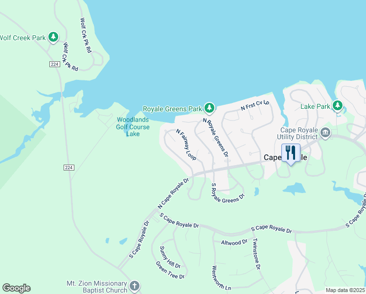map of restaurants, bars, coffee shops, grocery stores, and more near 144 N Fairway Loop in Coldspring