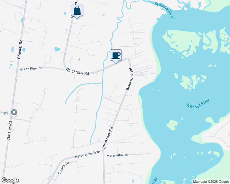 map of restaurants, bars, coffee shops, grocery stores, and more near 95988 Conner Lane in Yulee