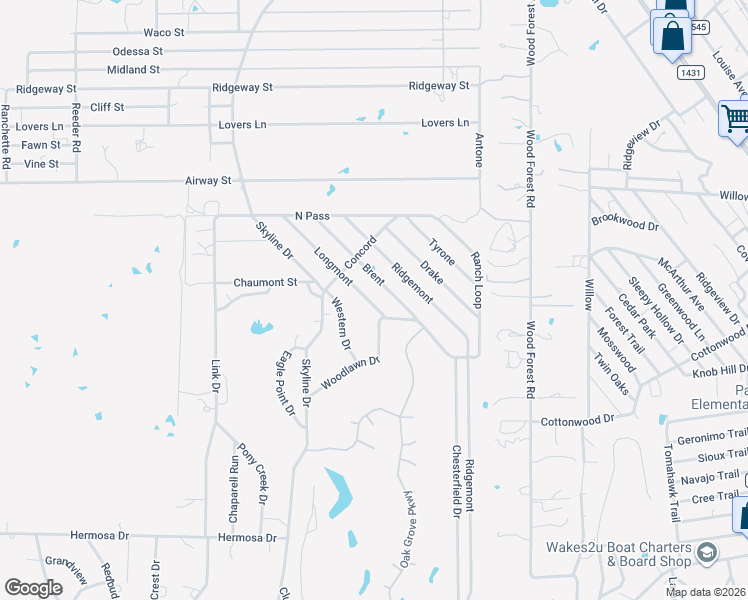 map of restaurants, bars, coffee shops, grocery stores, and more near 146 Woodlawn Drive in Kingsland