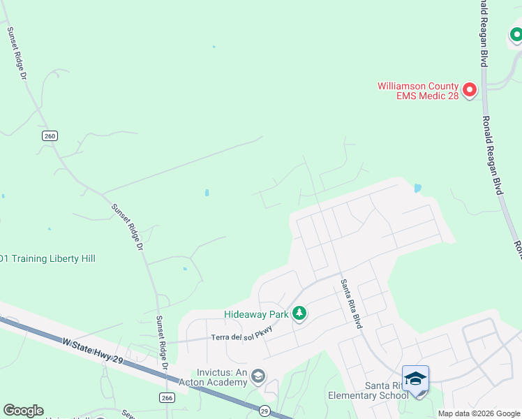 map of restaurants, bars, coffee shops, grocery stores, and more near 352 County Road 260 in Liberty Hill