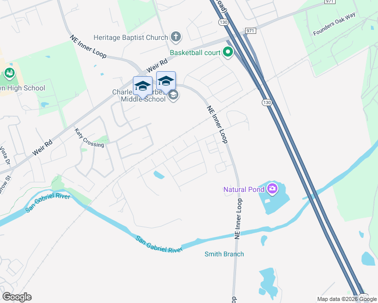 map of restaurants, bars, coffee shops, grocery stores, and more near 901 Big Rocky Bend in Georgetown