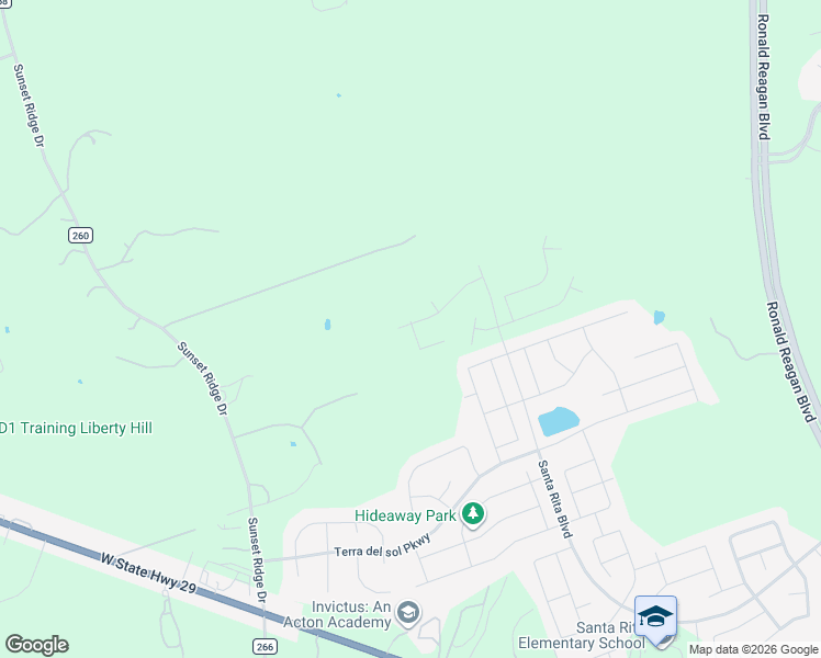 map of restaurants, bars, coffee shops, grocery stores, and more near 352 County Road 260 in Liberty Hill