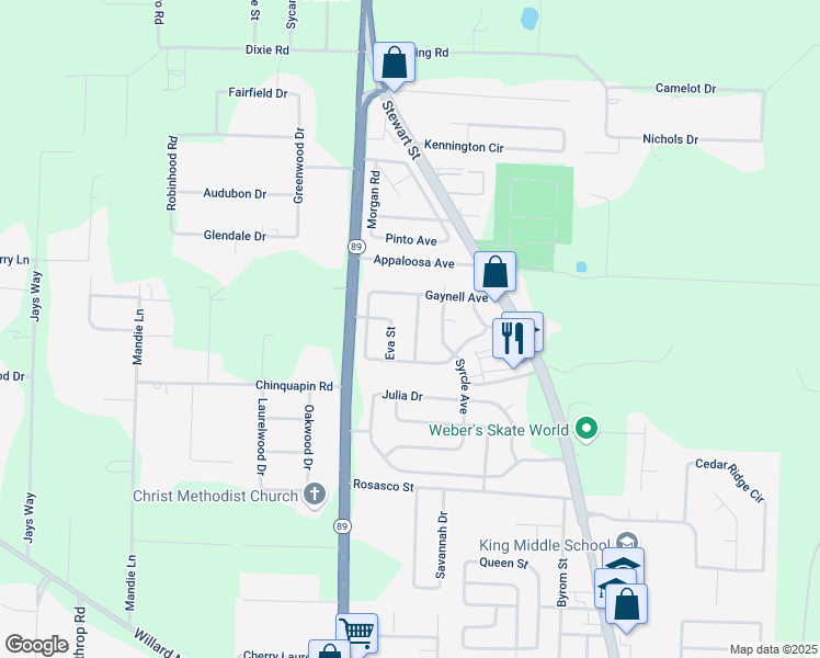 map of restaurants, bars, coffee shops, grocery stores, and more near 6125 Patricia Avenue in Milton