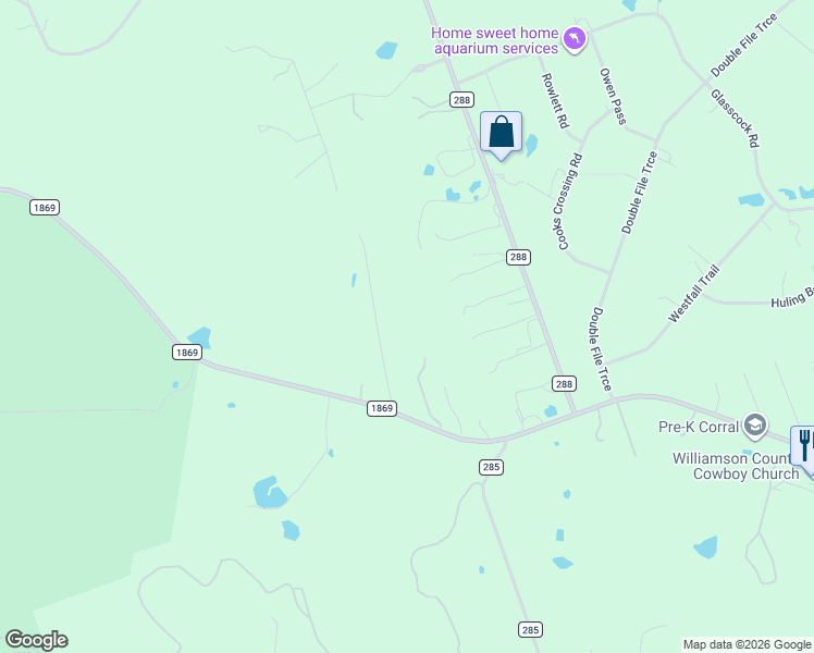 map of restaurants, bars, coffee shops, grocery stores, and more near 9190 Ranch Road 1869 in Liberty Hill