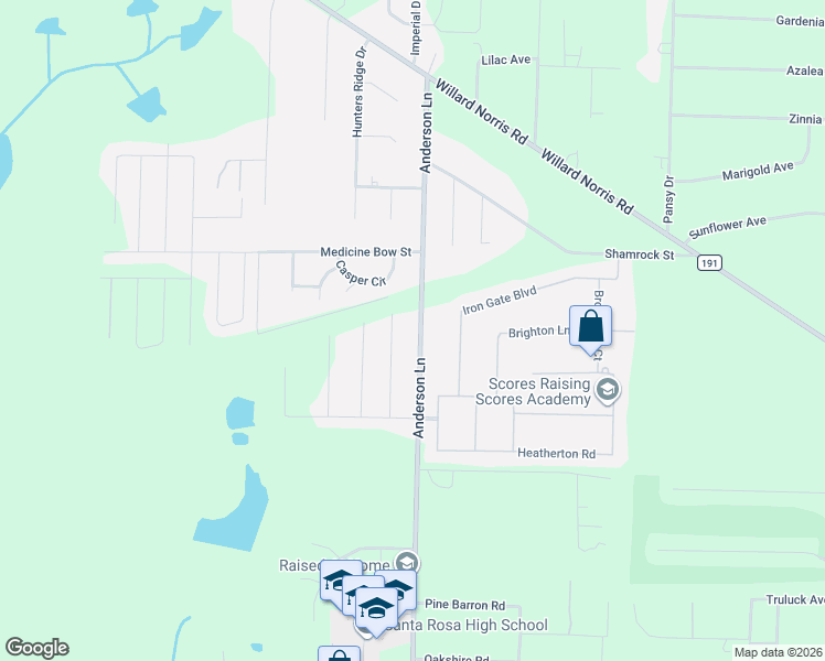 map of restaurants, bars, coffee shops, grocery stores, and more near 6059 Anderson Lane in Milton